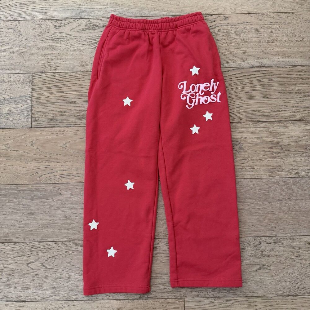 Lonely Ghost When You’re Ready Begin Again Sweatpants Red Stars Small Sweats HTF